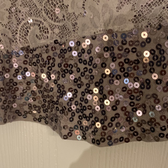 Daytrip tunic grayish taupe with silver, bronze, gray sequins. Size Medium - Picture 6 of 7